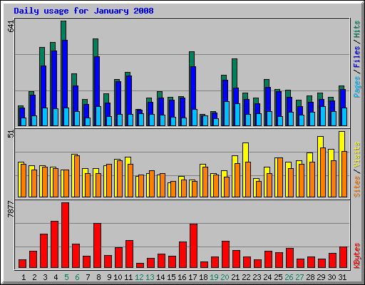 Daily usage for January 2008