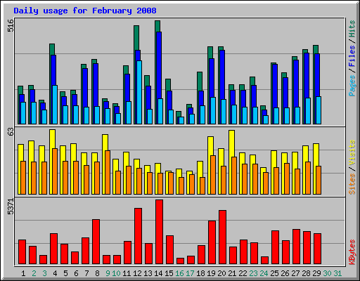 Daily usage for February 2008