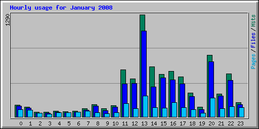 Hourly usage for January 2008