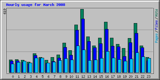 Hourly usage for March 2008